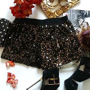 Authentic Icon Sequin Festival Band Waist Earthy Girl BOHO Sheer Shorts